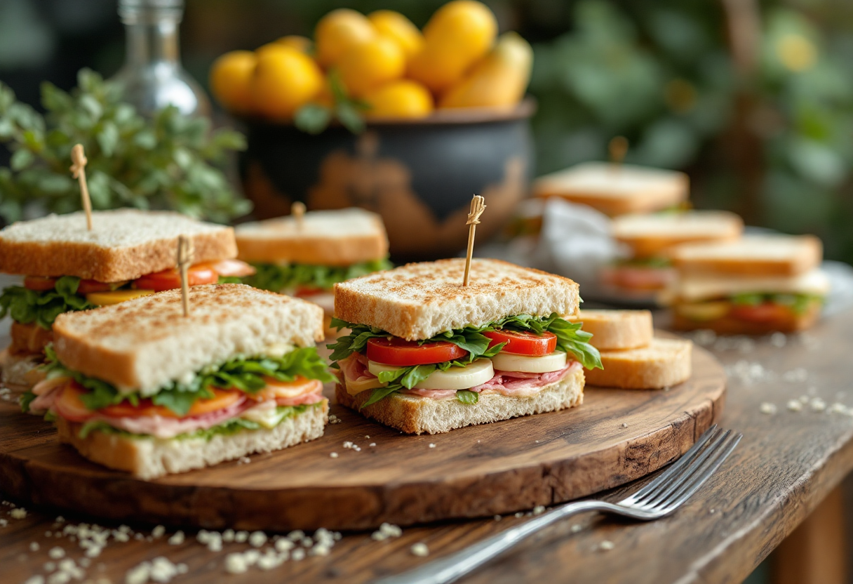 Deliziosi panini e tramezzini pronti per un pranzo veloce