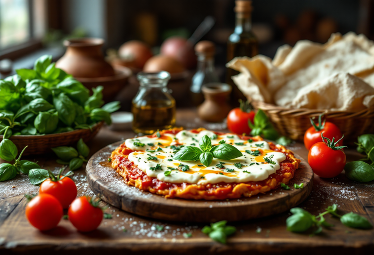 Deliziosa parmigiana di cardi con formaggio e pomodoro