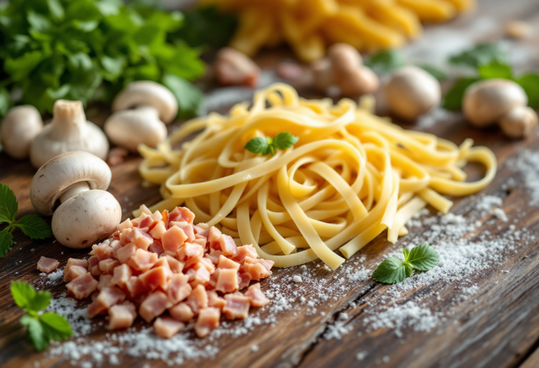 Pasta alla boscaiola con funghi e salsiccia