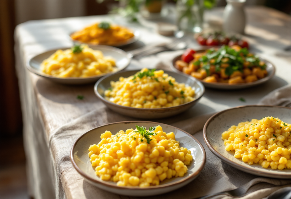 Varianti di polenta vegana e vegetariana con ingredienti freschi