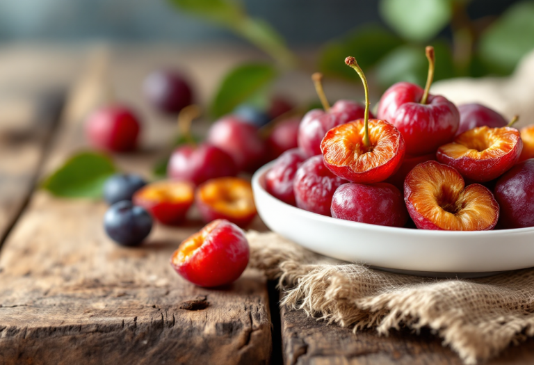 Prugne secche in un piatto, ricche di nutrienti