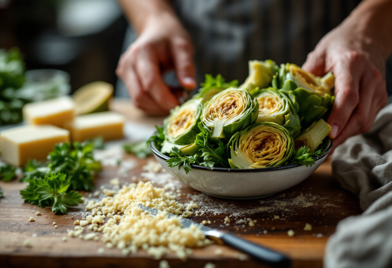 Quiche ai carciofi e fontina servita su un piatto