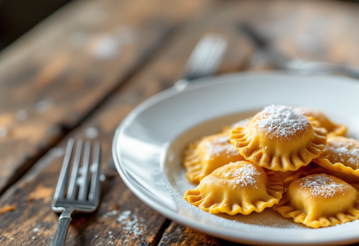 Ravioli dolci fritti con ripieno di marmellata