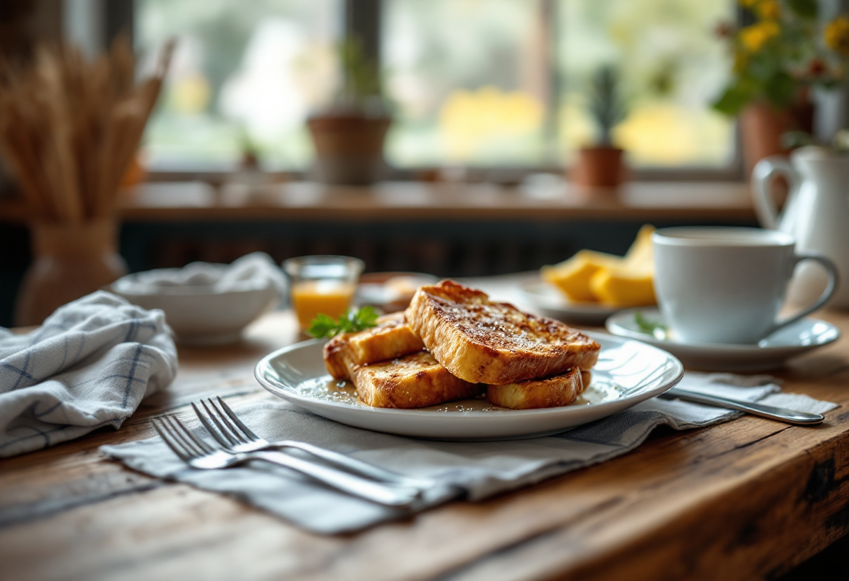 Deliziosi french toast con frutta fresca e sciroppo