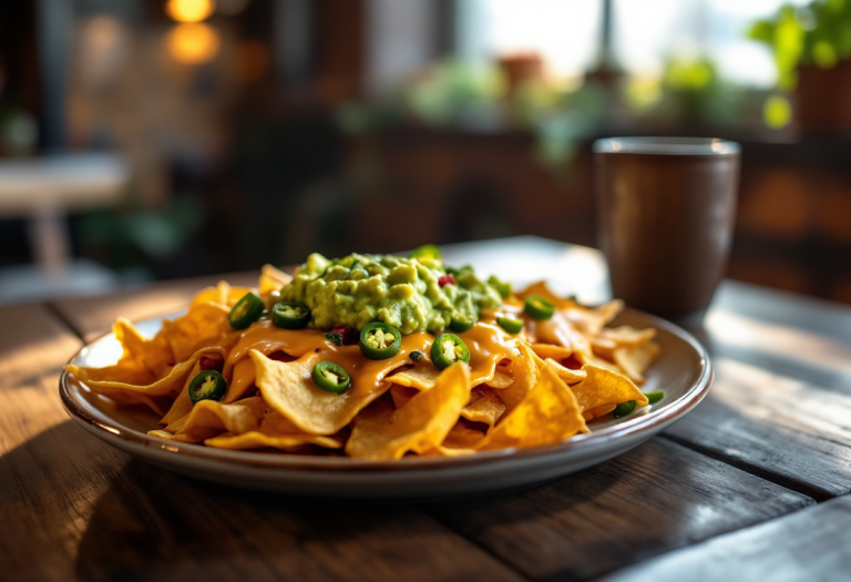 Nachos croccanti con salsa e guacamole