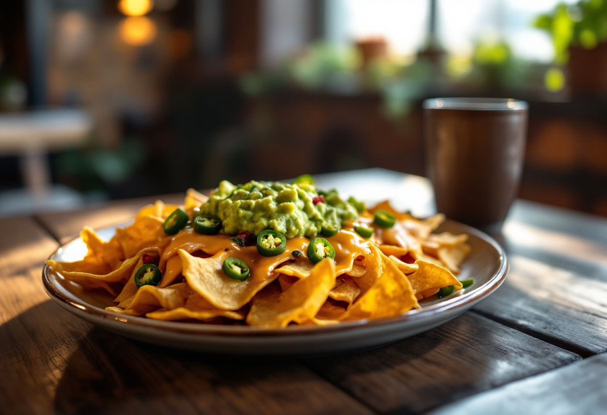 Nachos croccanti con salsa e guacamole