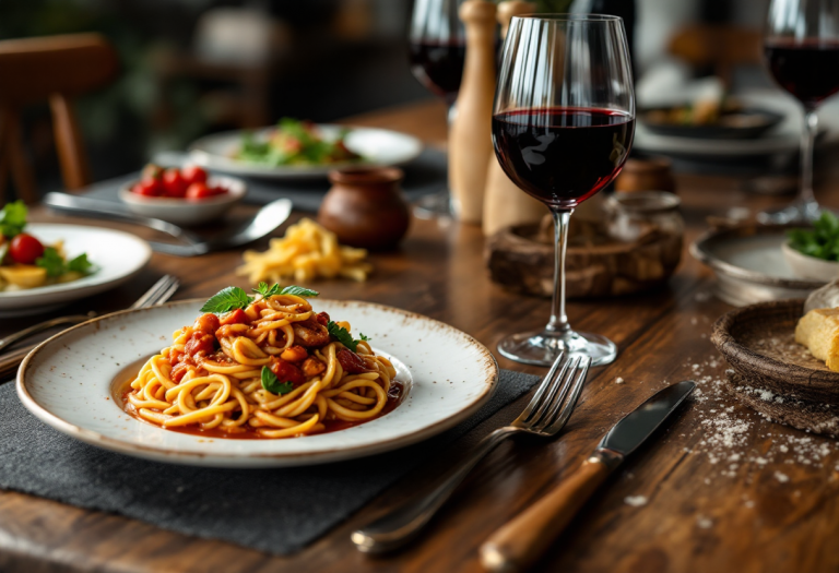 Immagine di piatti deliziosi preparati con vino