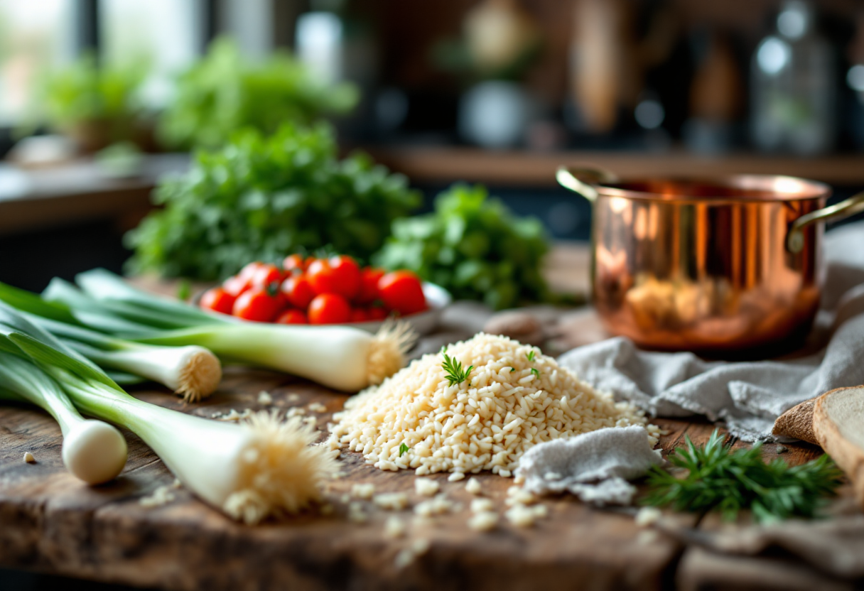 Delizioso risotto ai porri servito in un piatto