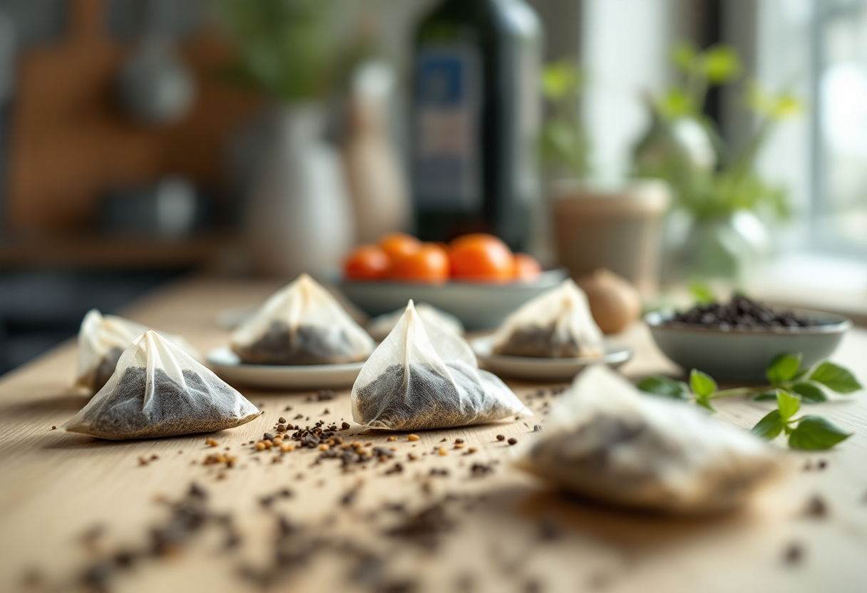 Sacchetti di tè utilizzati in ricette culinarie creative