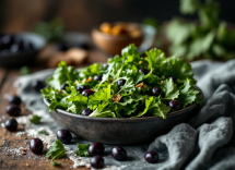 Scarola alla romana servita con olive di Gaeta