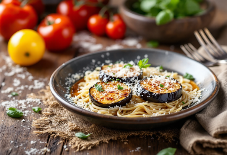 Antipasto gourmet scrigno di parmigiano e melanzane