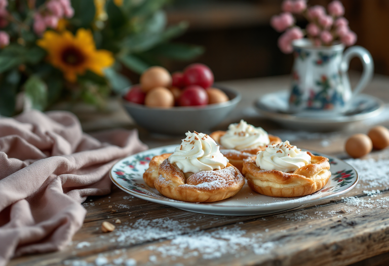 Deliziosi semla svedesi con panna e pasta di mandorle