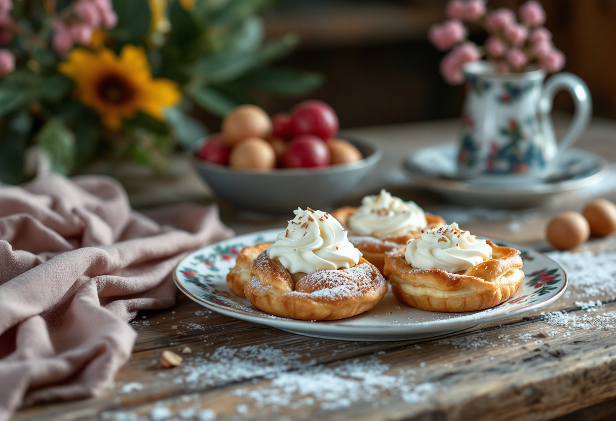 Deliziosi semla svedesi con panna e pasta di mandorle