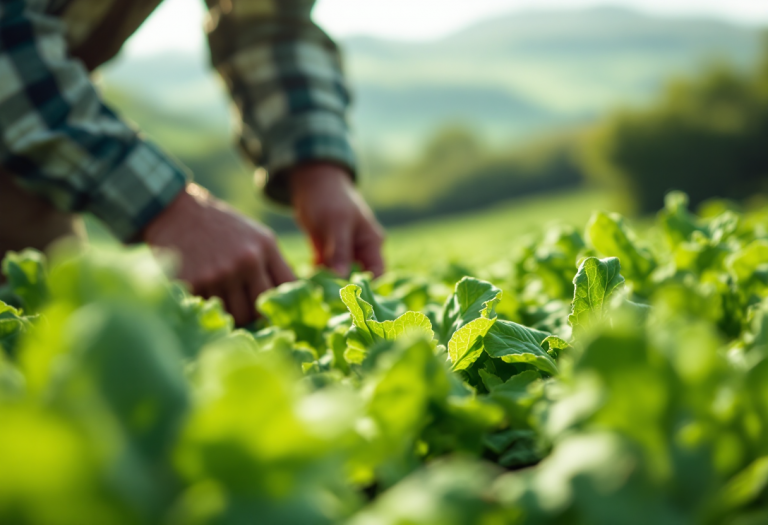 Indivia belga fresca in un campo durante la settimana dedicata