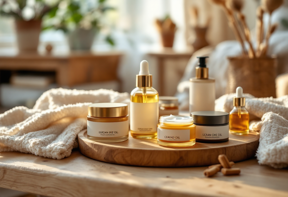 Immagine di prodotti skincare per la pelle in inverno