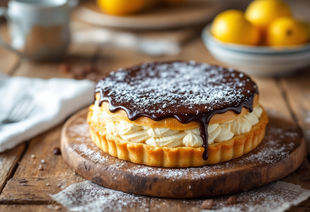 Torta Susanna, dolce tipico di Parma con crema e frutta