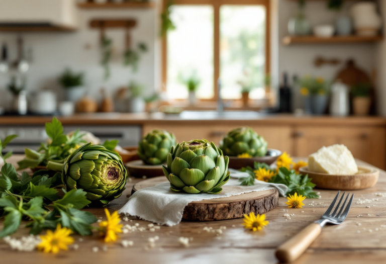 Torta salata ai carciofi appena sfornata