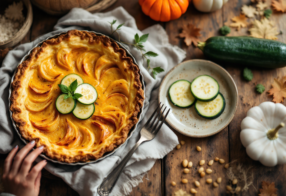 Tortino autunnale di zucca e patate con ripieno filante