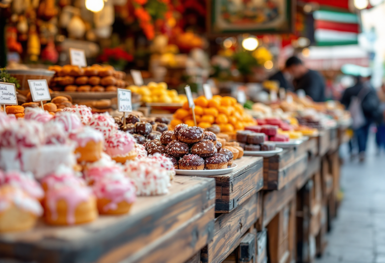 Dolci tipici italiani in un colorato mercato locale