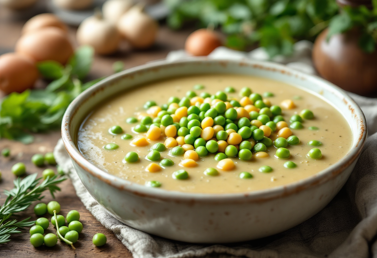 Zuppa di roveja servita in una ciotola rustica