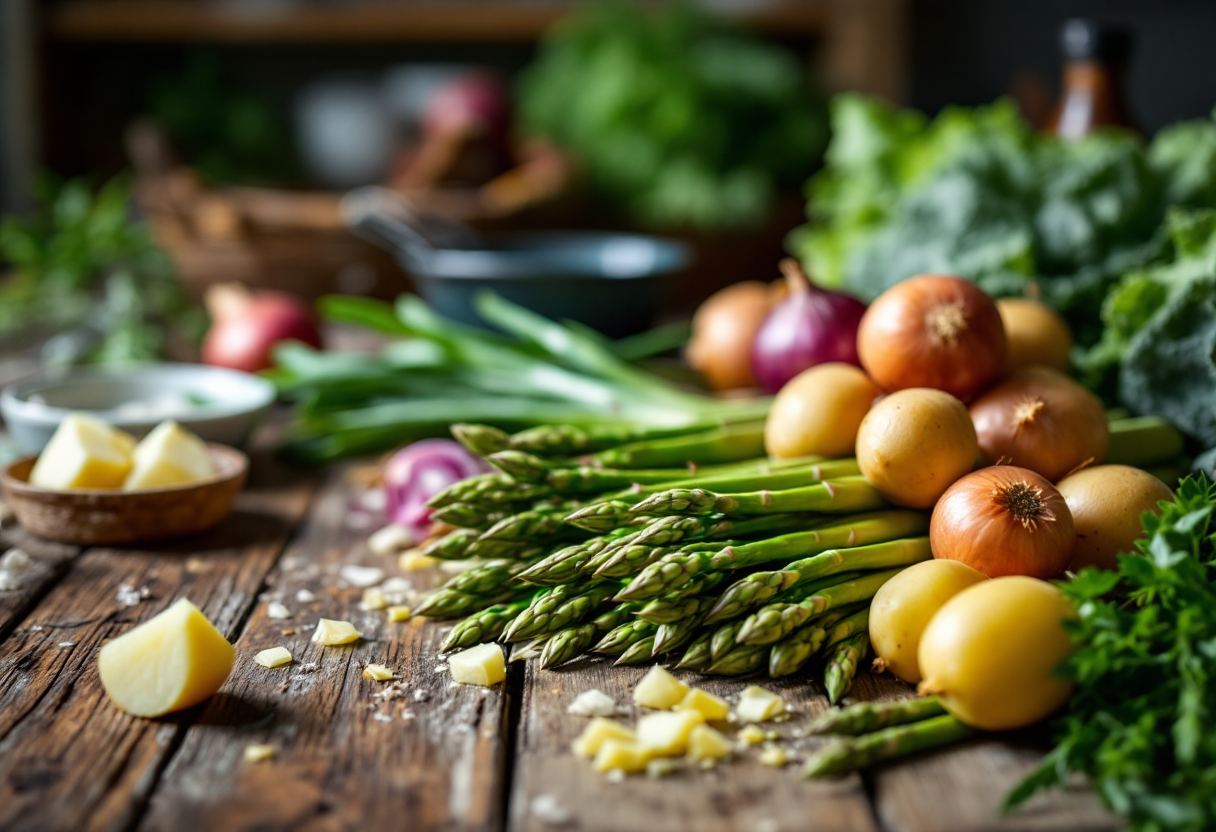 Deliziosa zuppa di asparagi servita in una ciotola