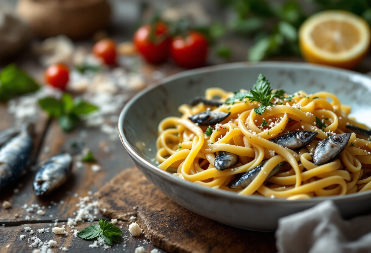 Bigoli con sardelle, piatto tipico di Mantova