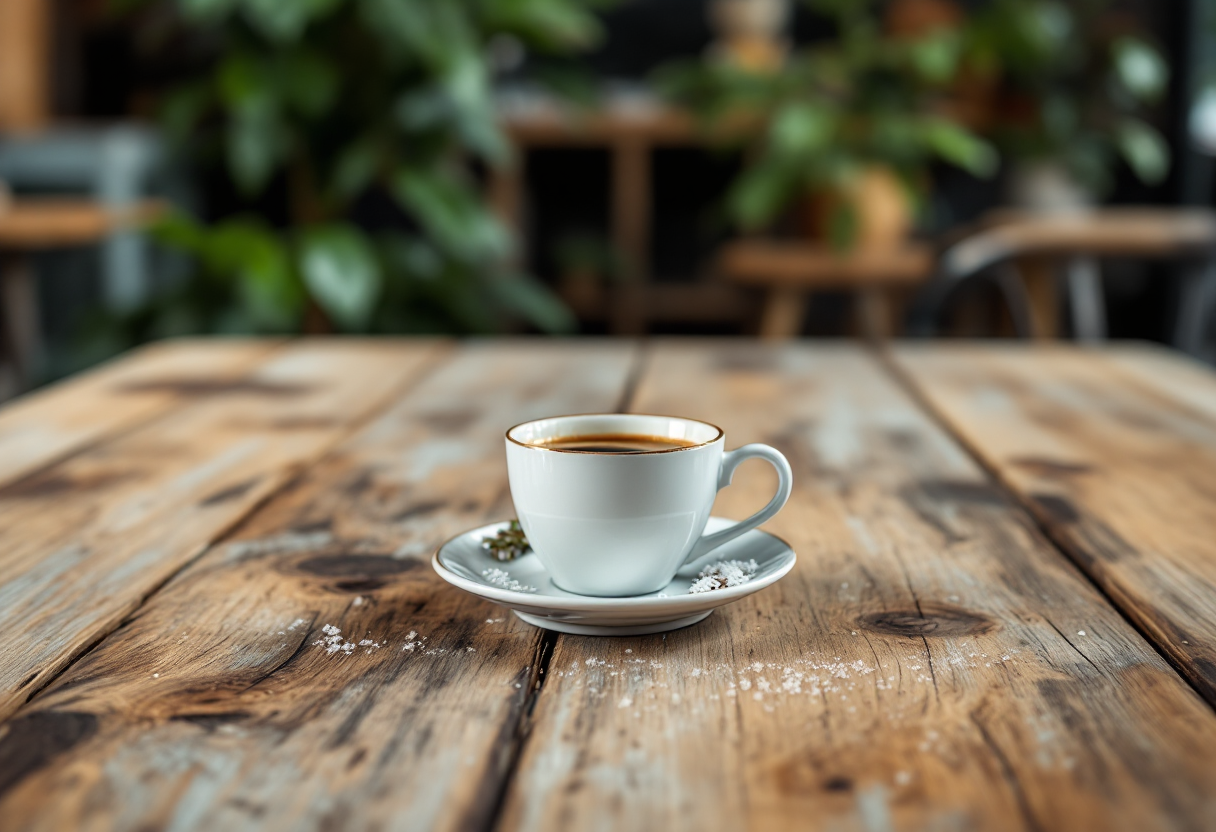 Tazza di caffè salato con decorazioni gourmet