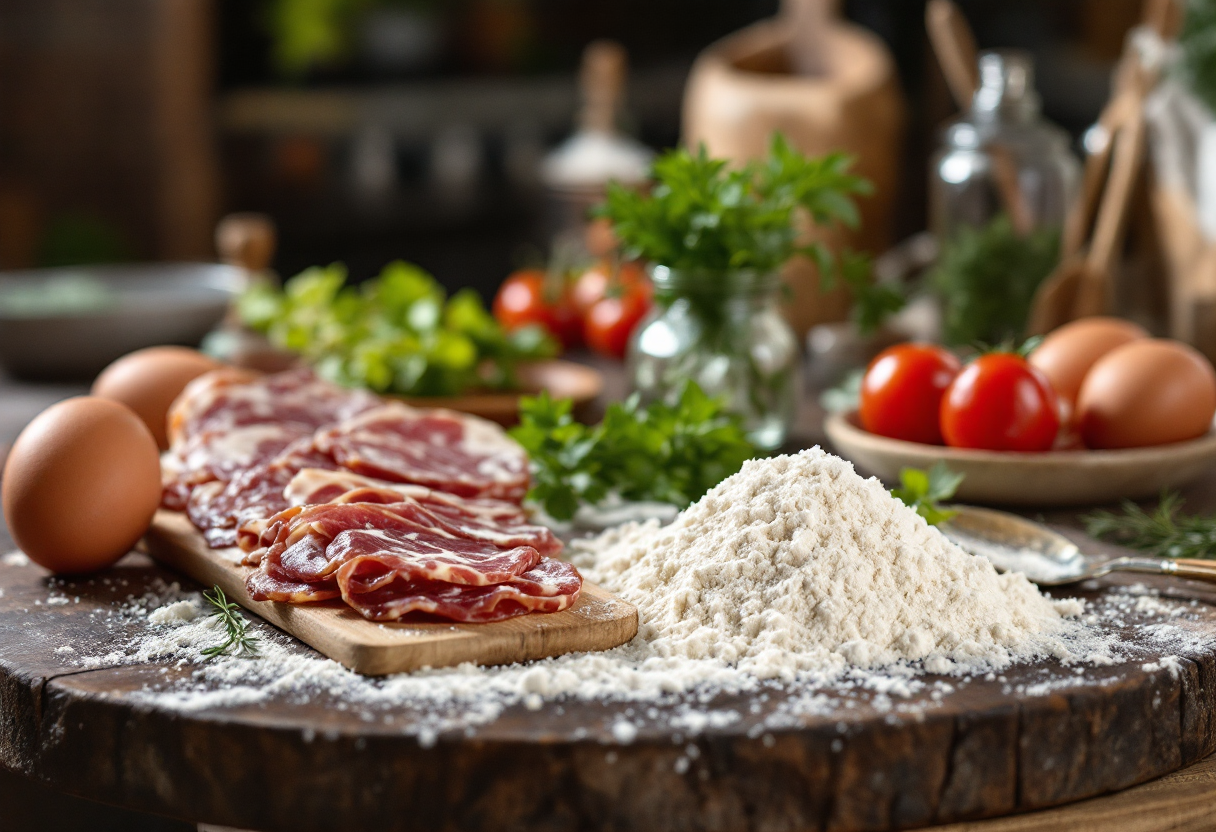 Casatiello napoletano con ingredienti freschi e tradizionali