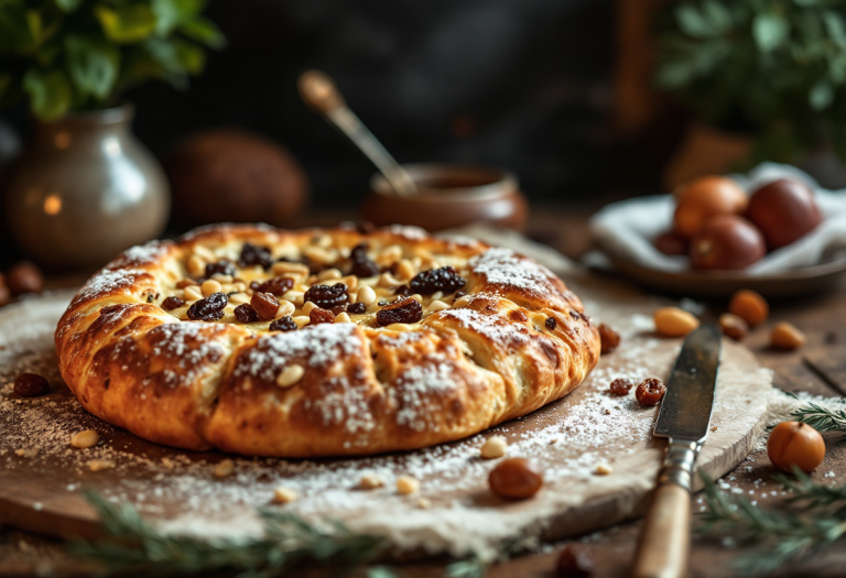 Fetta di castagnaccio, dolce tipico della Toscana