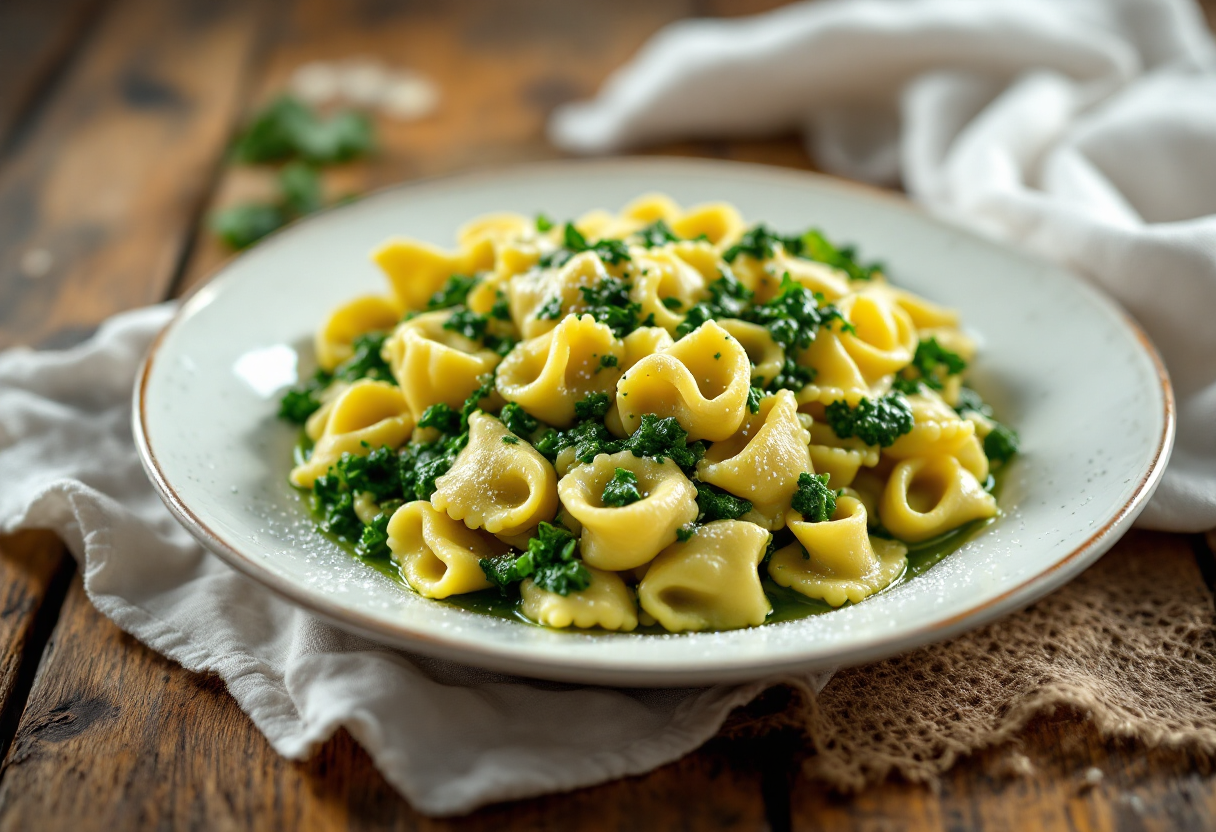 Cavatelli con salsa verde, un piatto tipico pugliese