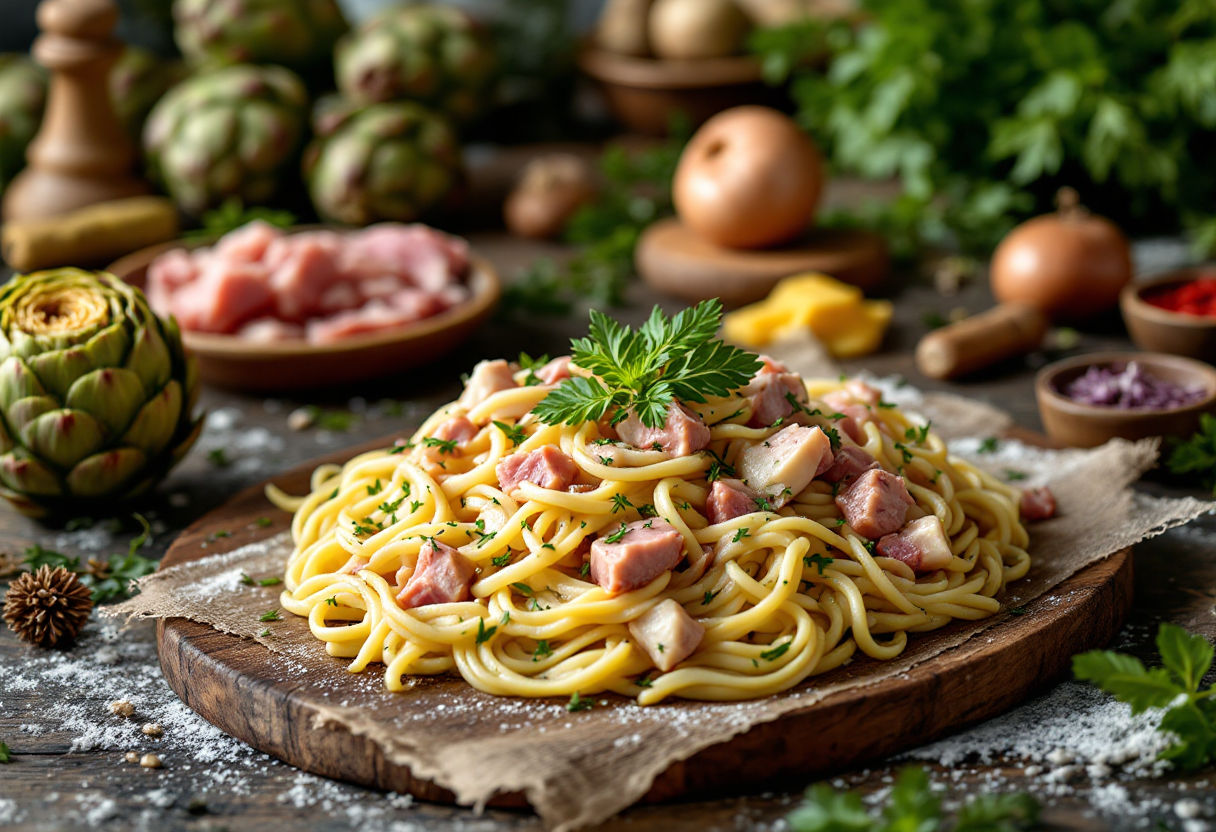 Piatto di coratella con carciofi tipico della cucina romana