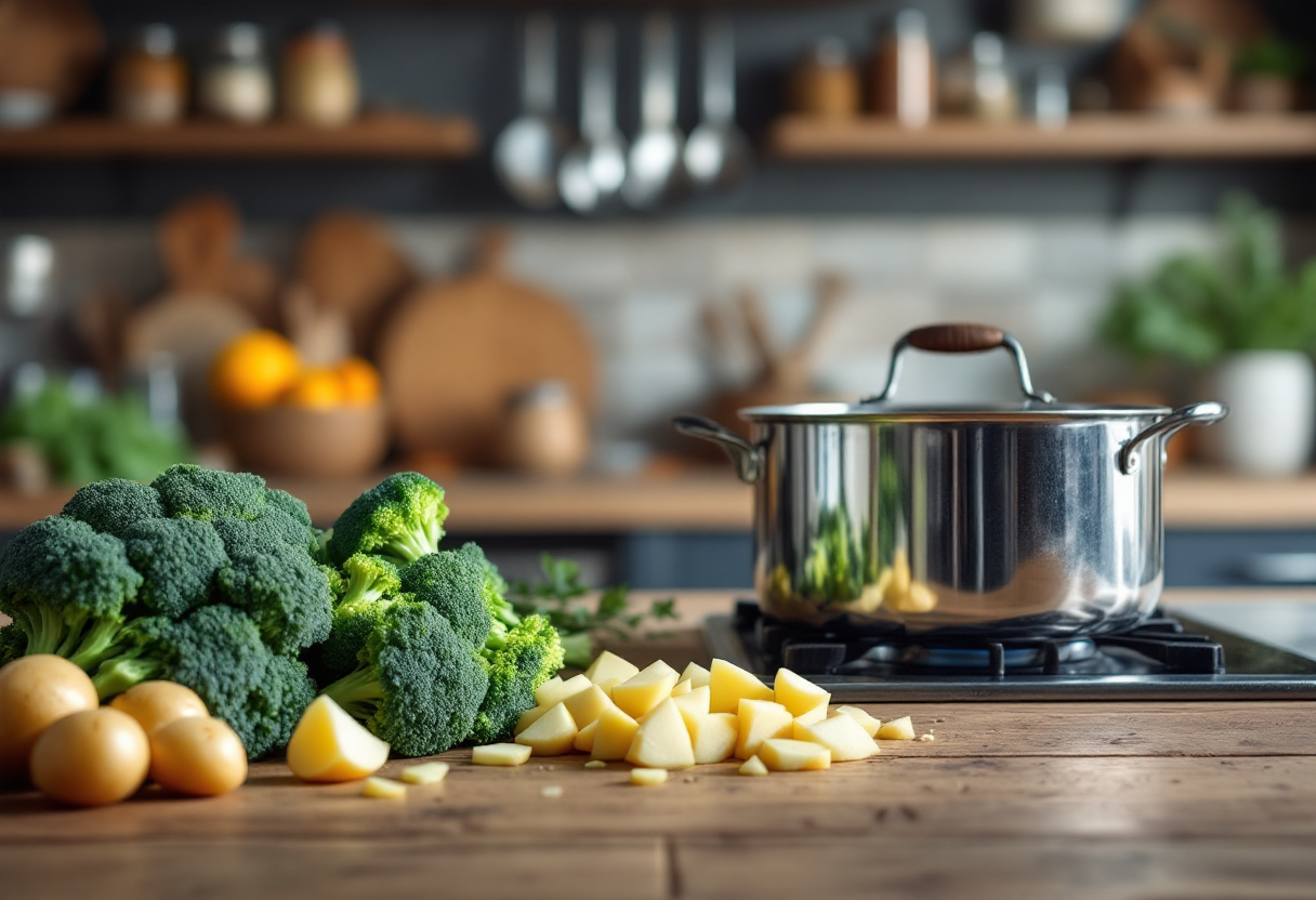 Deliziosa crema di broccoli e patate in una ciotola