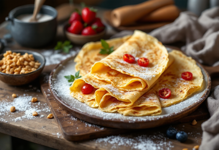 Crespelle appena cotte pronte per essere farcite