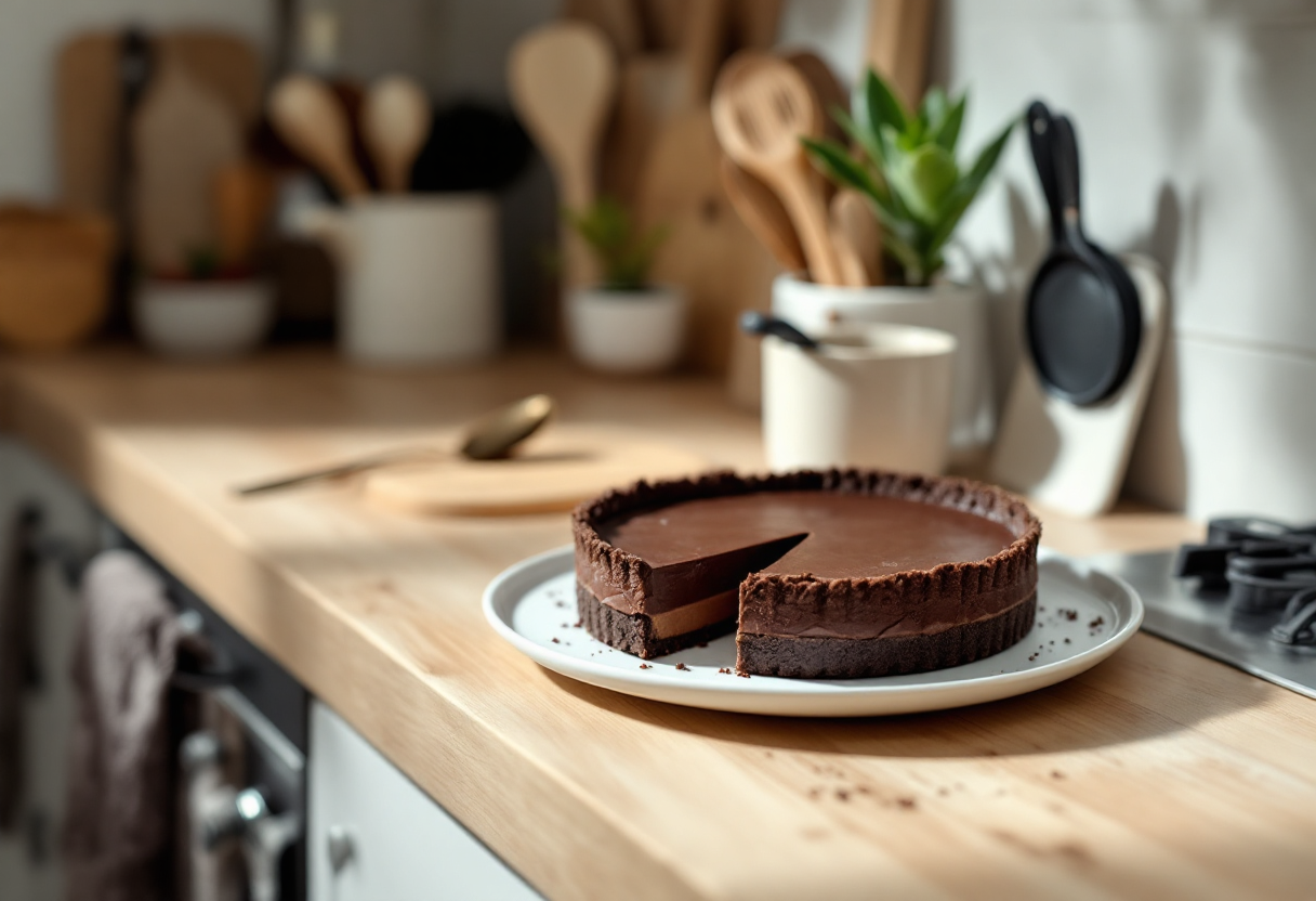 Crostata vegana al cioccolato con decorazioni