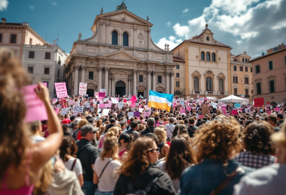 Donne partecipano a eventi per i diritti a San Giorgio