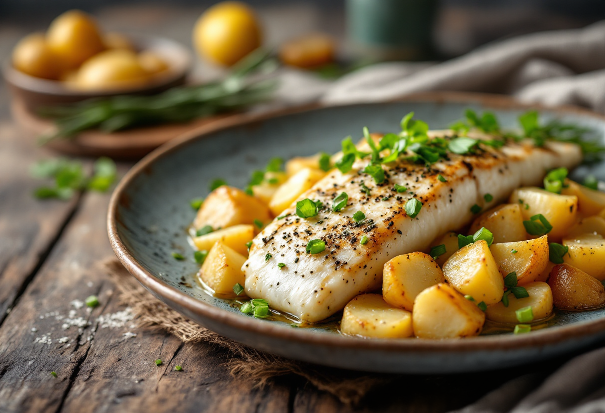 Filetti di nasello farciti con patate e cipollotti