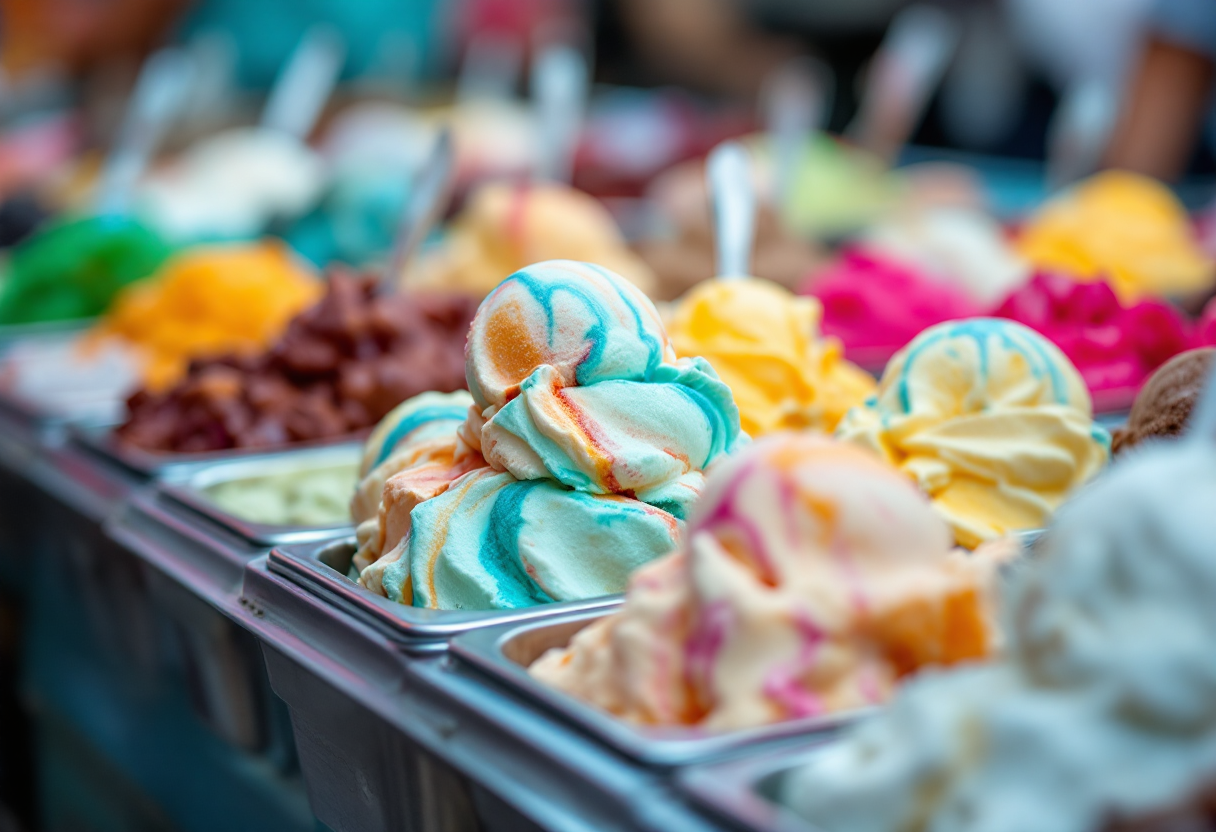 Immagine di gelatiere con nocciole del Piemonte