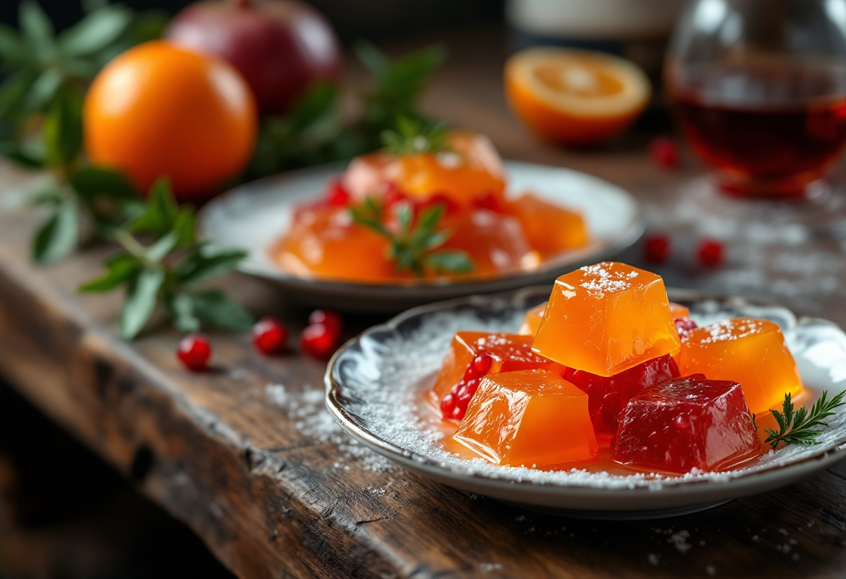 Deliziose gelatine di frutta colorate e fresche