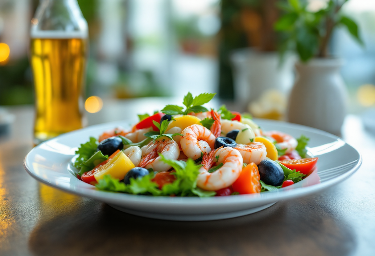 Insalata di mare fresca con finocchi e arance