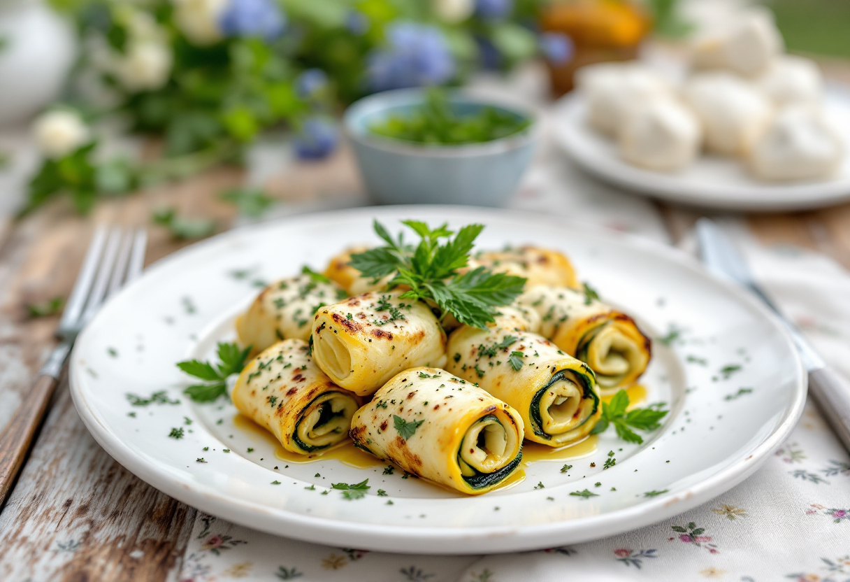 Involtini di zucchine ripieni di caprino alle erbe fresche