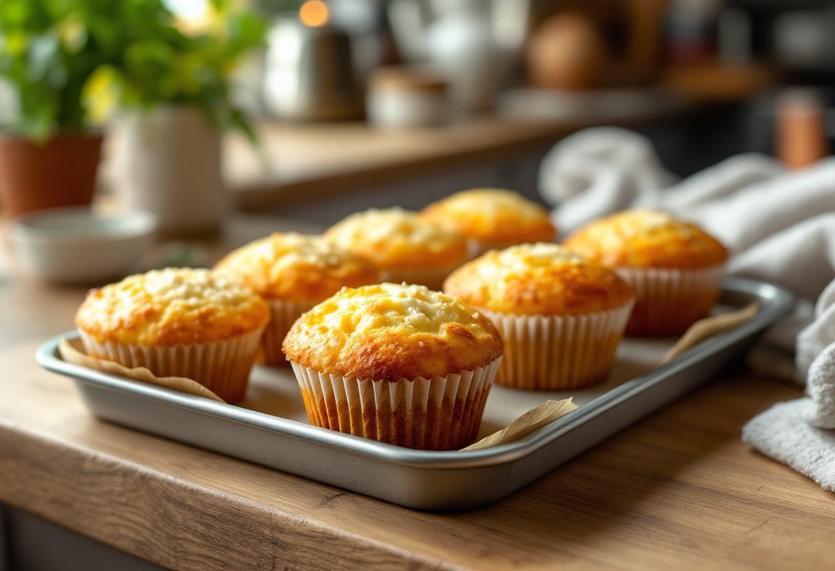 Muffin alla ricotta freschi e soffici su un piatto