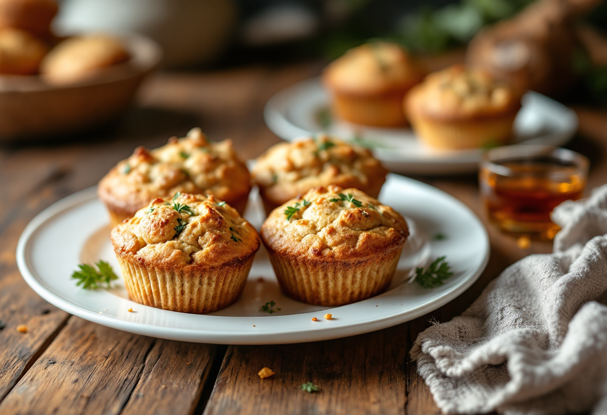 Muffin salati integrali con fontina e speck freschi