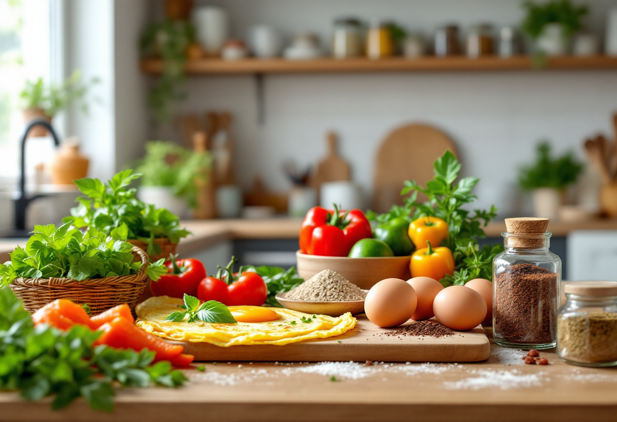 Omelette perfetta con ingredienti freschi e colorati