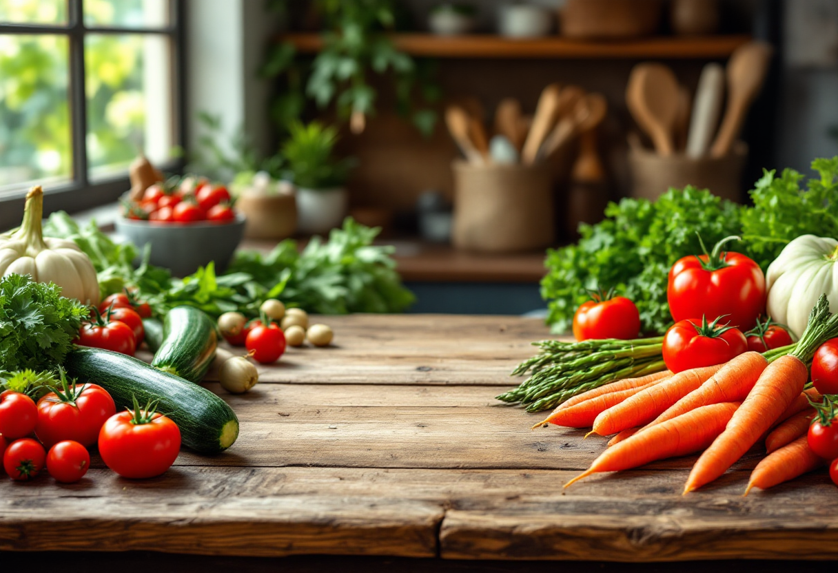 Pasta di primavera con verdure fresche e colorate