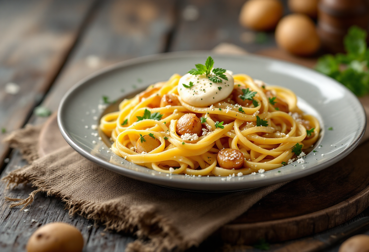 Pasta patate e provola servita al ristorante Nennella