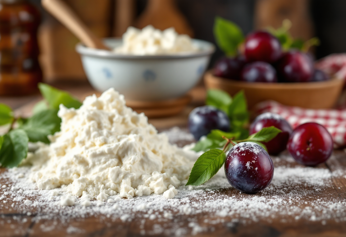 Pinza bolognese con ricotta e prugne, dolce tipico