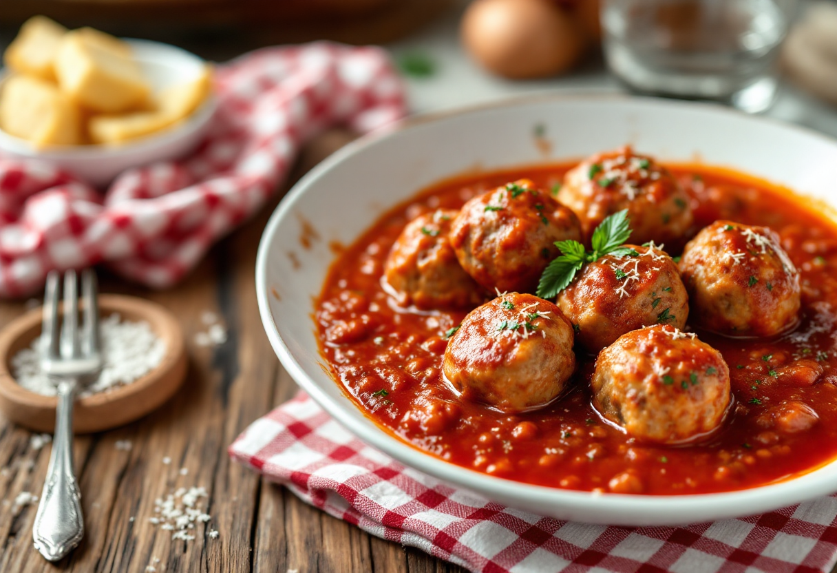 Polpette al sugo alla napoletana servite in un piatto