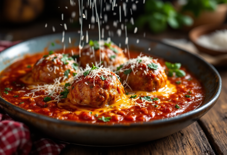 Polpette alla sorrentina con salsa di pomodoro e mozzarella