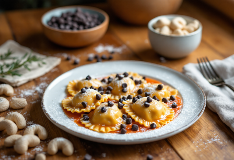 Ravioli dolci ripieni di marmellata e frutta