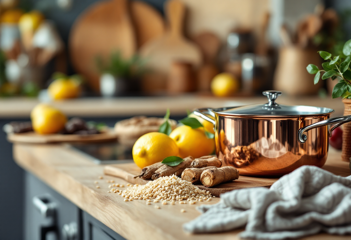 Risotto mantecato alla liquirizia e limone servito in un piatto